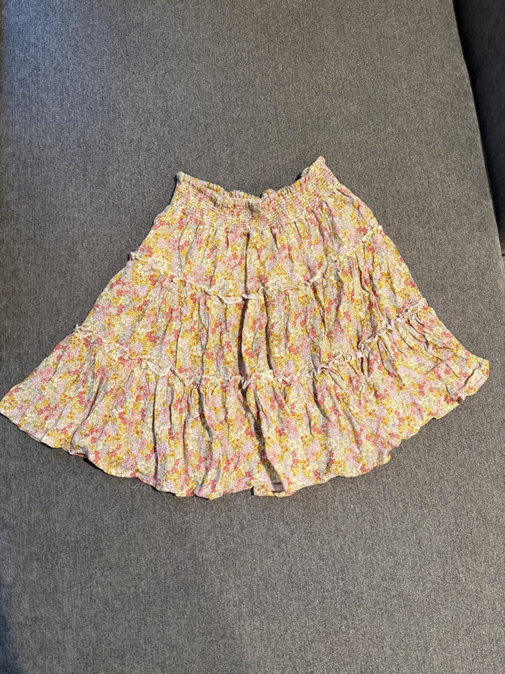 Cynthia Rowley Pink and Yellow Floral Tiered Skirt